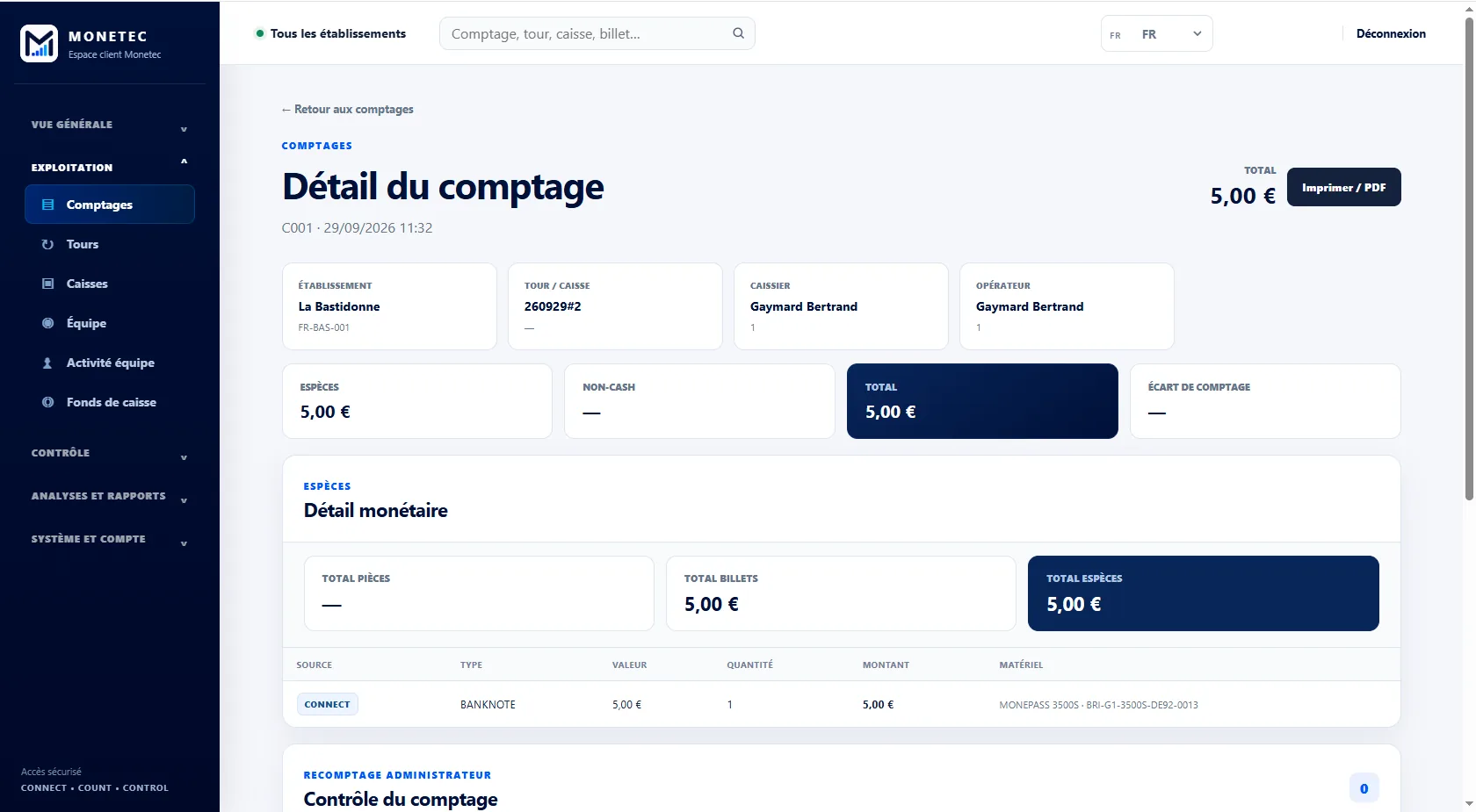 Détail d’un comptage