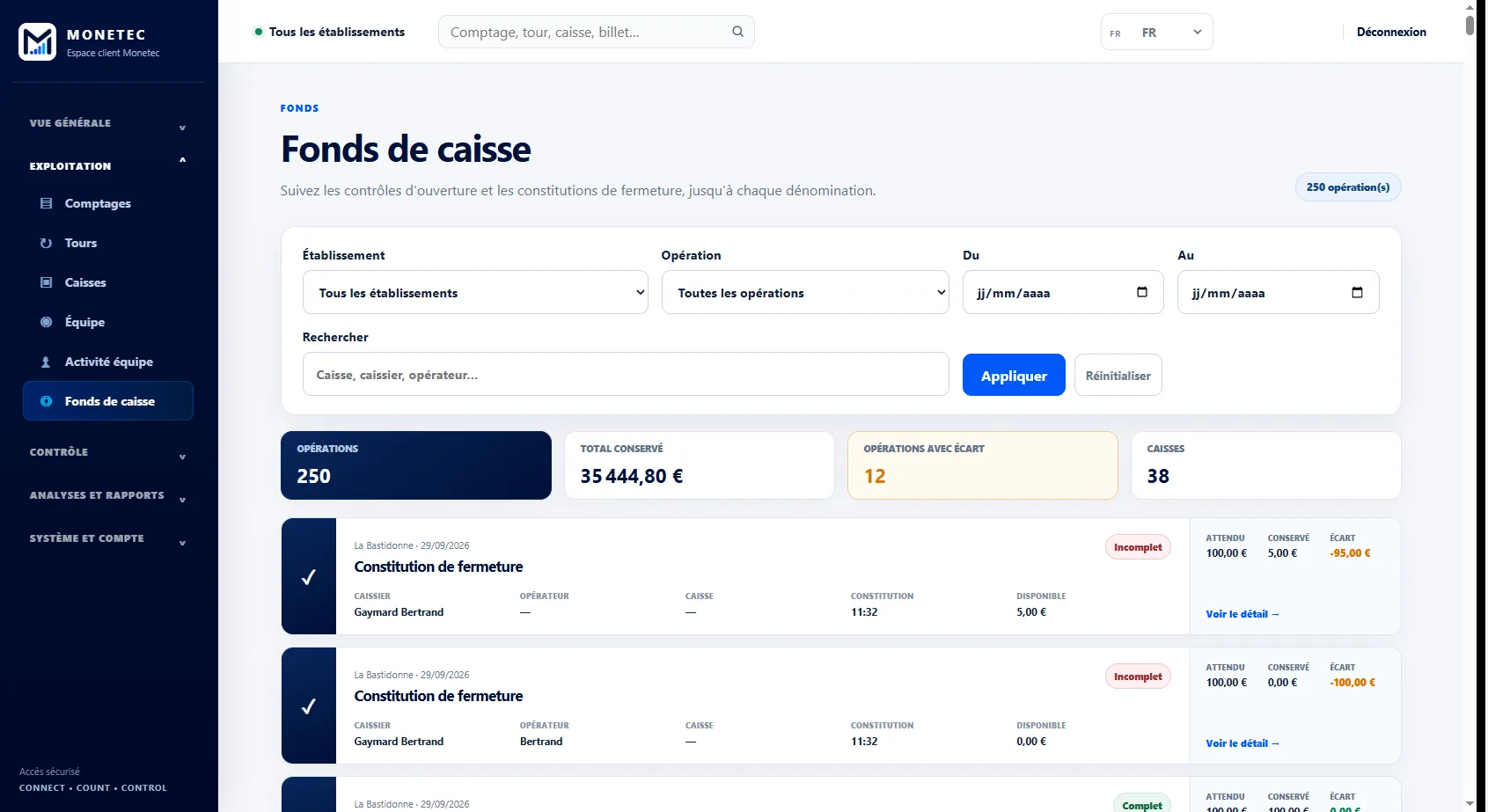 Fonds de caisse