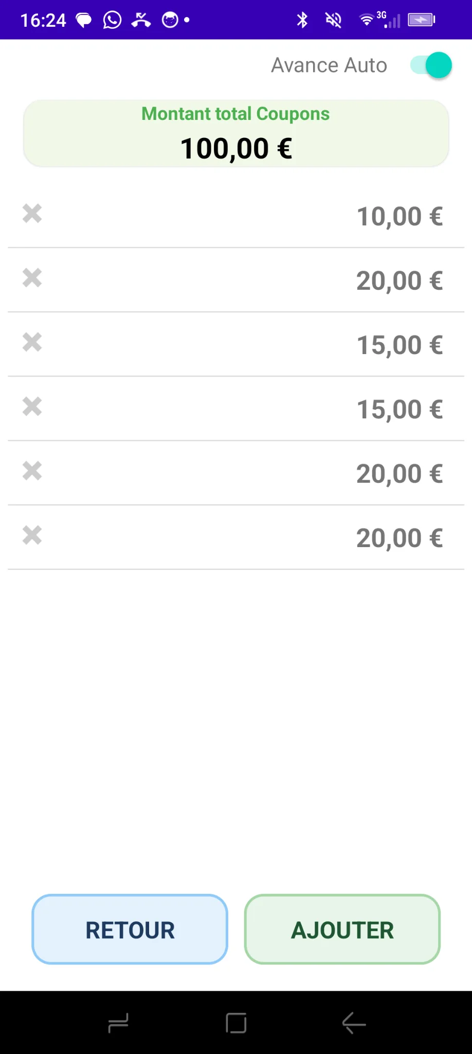 Écran des coupons